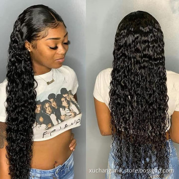 Uniky Human Hair 13x6 34 Inch Curly Top Quality Lace Frontal Wigs Deals Vendor Brazilian Water Wave Full Lace Wigs